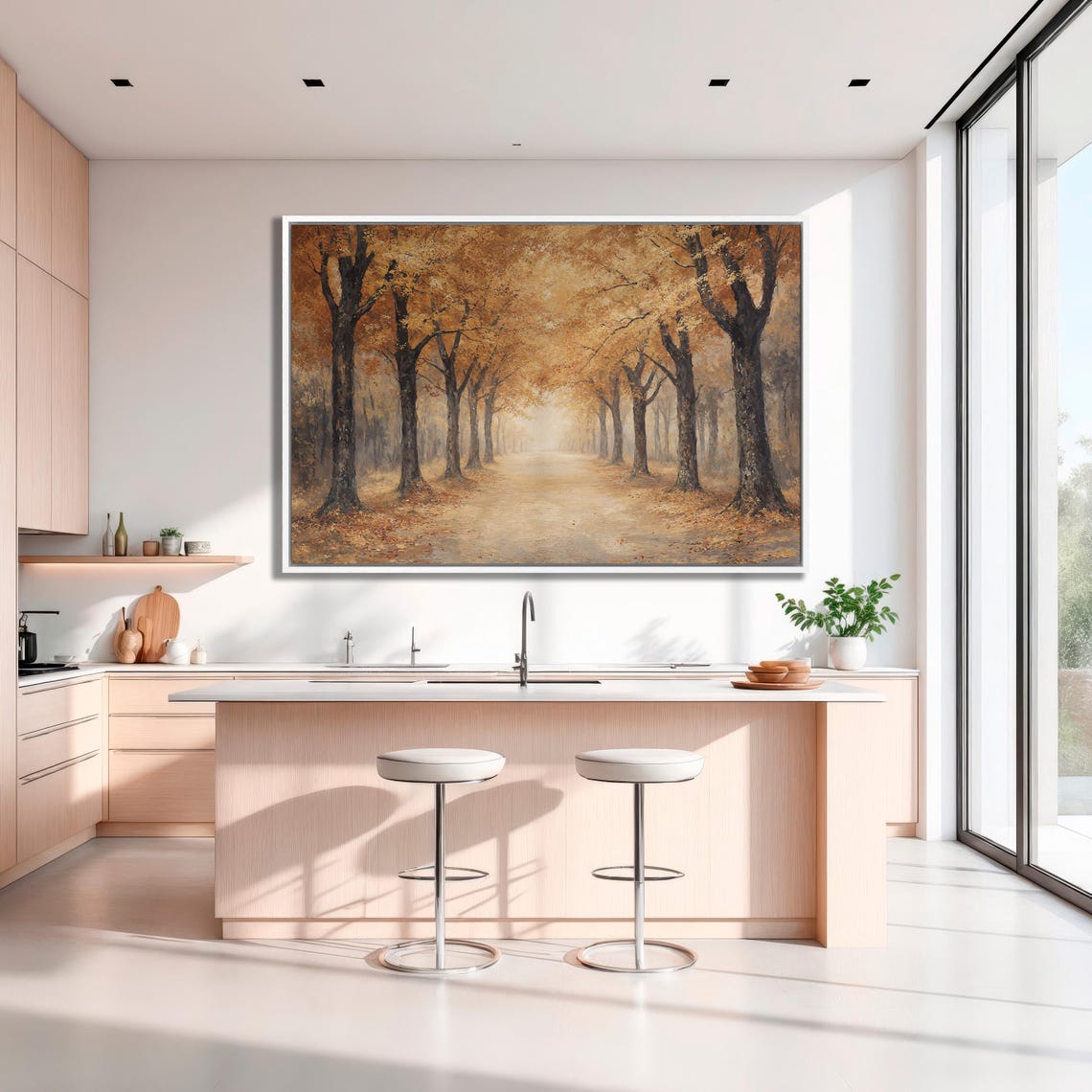 Autumn Tree Lined Avenue With Falling Golden Leaves Forest Poster - Image 3