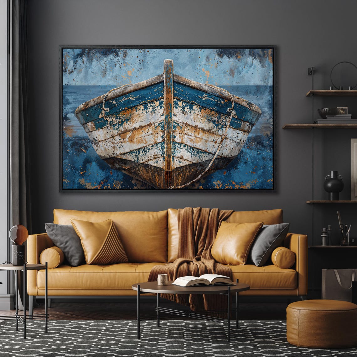 Weathered Blue Wooden Rowboat Bow Rustic Nautical Coastal Poster - Image 4