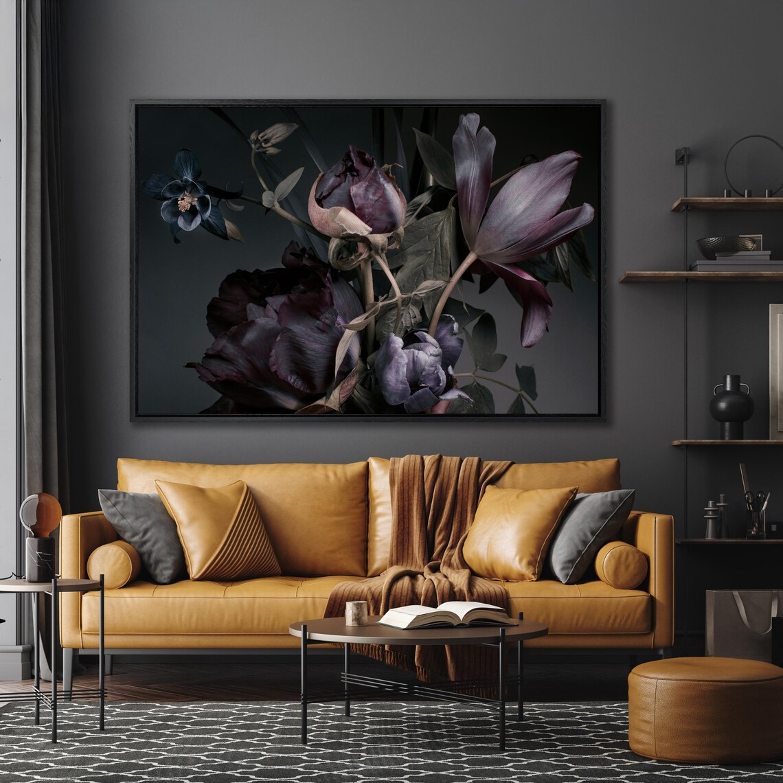 Purple Peonies and Tulips, Vintage Floral Art Print - Image 5