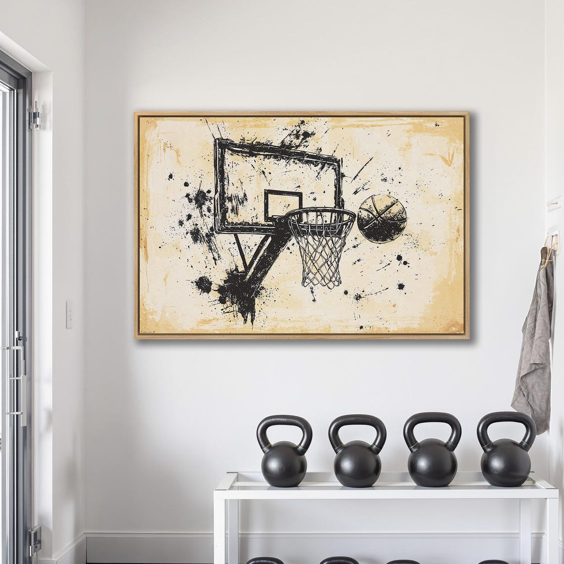 Basketball Abstract Framed Wall Art Basket Ball Painting Print Teen Room Decor Motivational Poster Sports Artwork Ready To Hang - Image 2