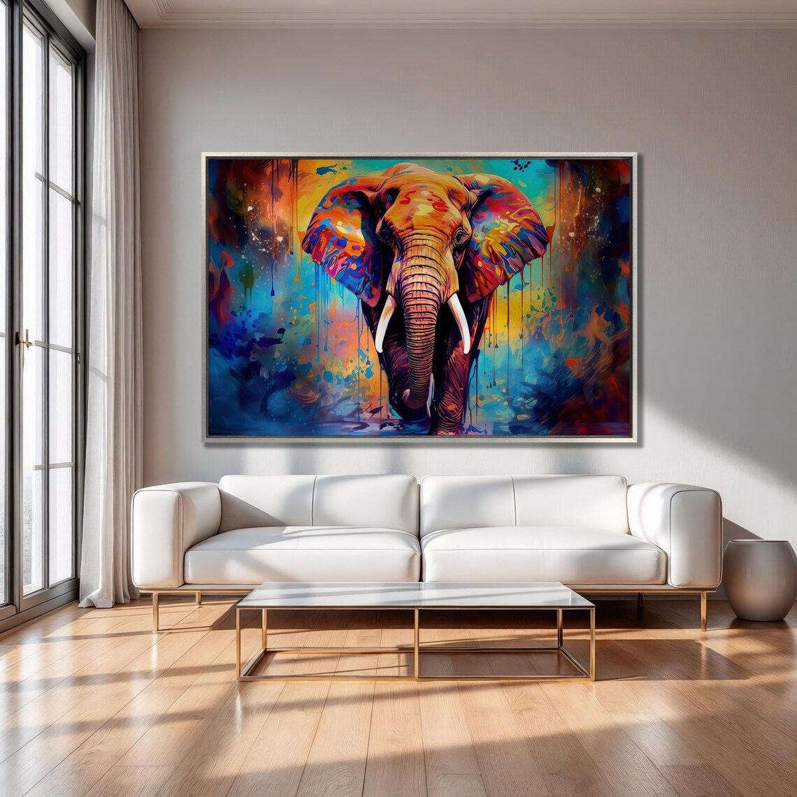 Colorful Elephant Animal Portrait Wall Art Print - Image 2