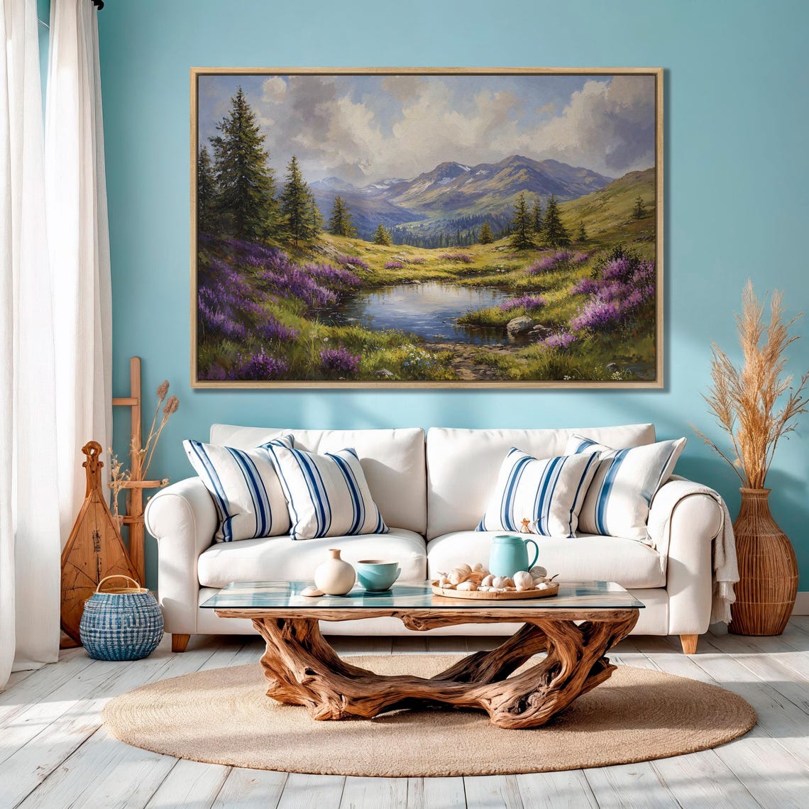 Mountain Landscape Framed Print Large Nature Wall Art Countryside Art Vibrant Scenery Tranquil Home Decor Ready To Hang Gift - Image 4