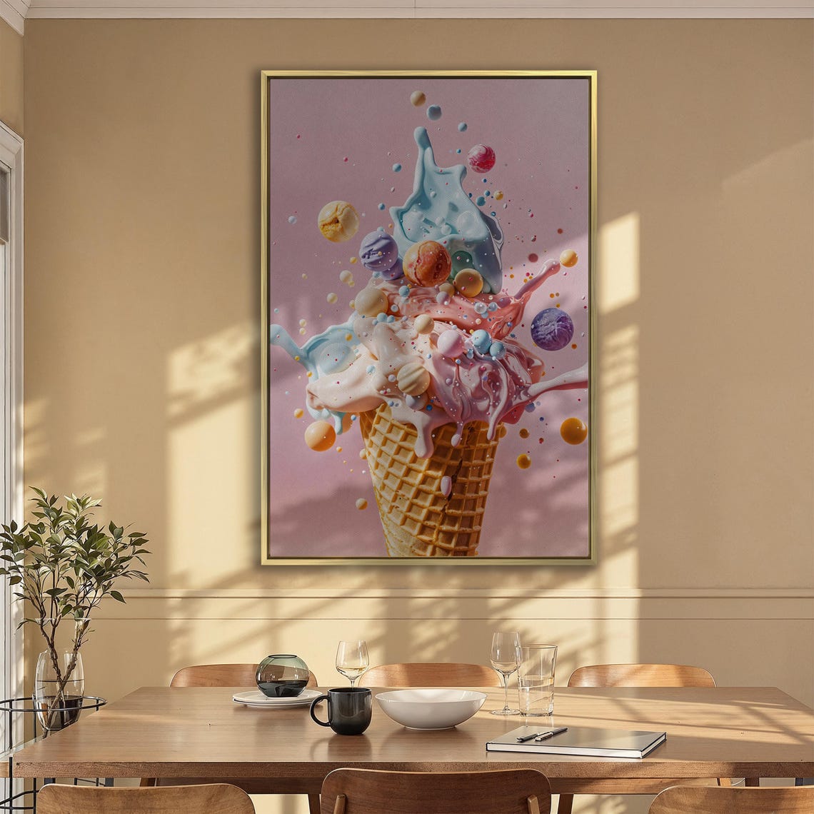 Pastel Splash Ice Cream Cone With Floating Candy Spheres Poster - Image 5