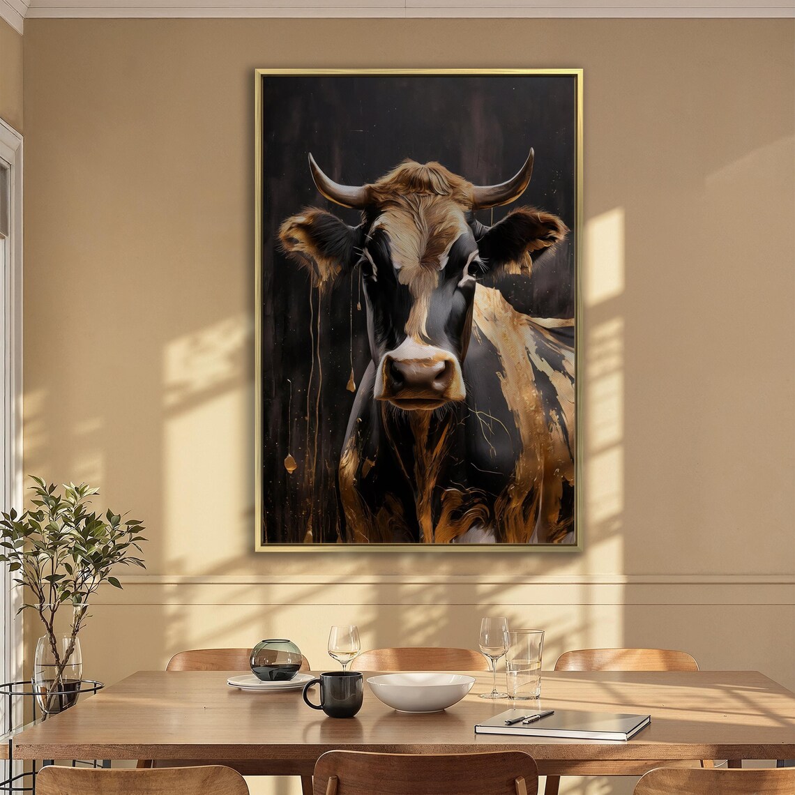 Black And Gold Cow Abstract Portrait Farmhouse Animal Art Poster - Image 5