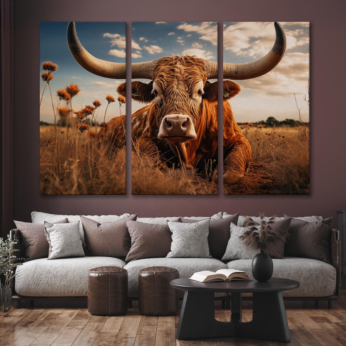 Texas Longhorn Cow Art Print, Rustic Farmhouse - Image 6