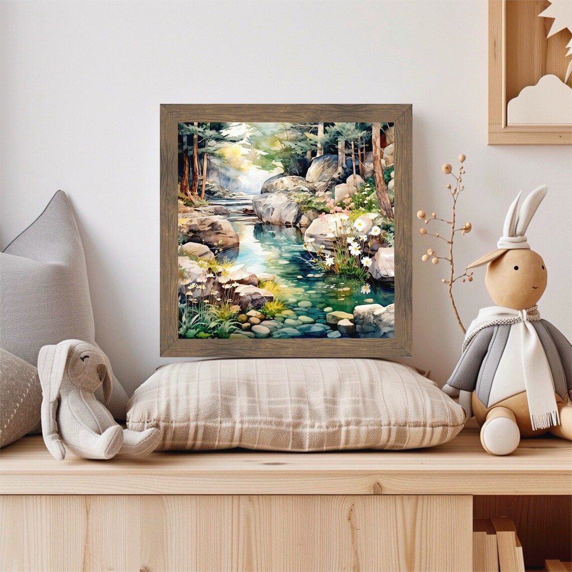 Forest River Watercolor Art Print, Landscape Decor - Image 3