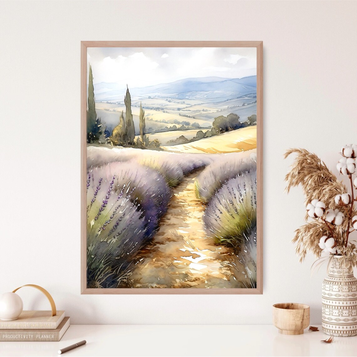 Lavender Field French Country Art Print, Rustic Farmhouse - Image 3