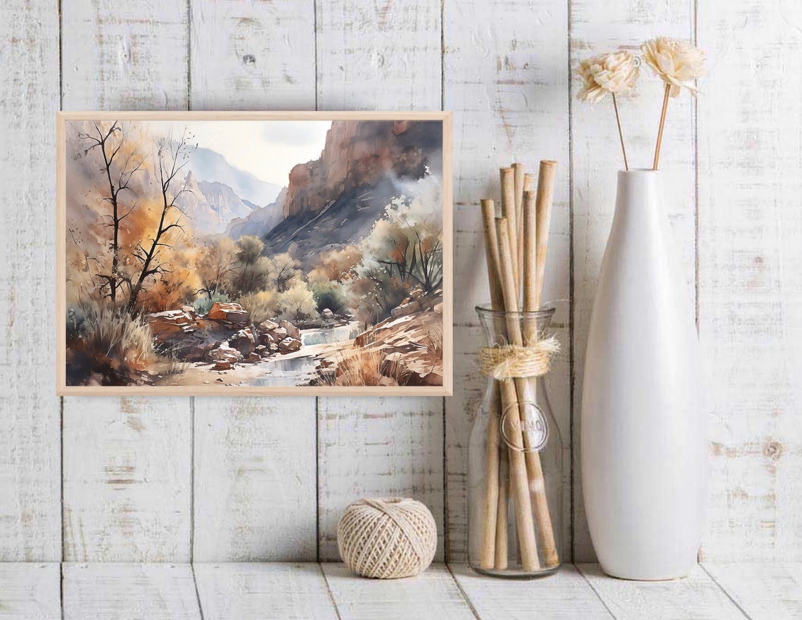 Zion Utah Travel Print Wall Art Zion National Park Travel Poster National Parks Traveler Gift Utah Travel Poster Watercolor Painting Art - Image 3