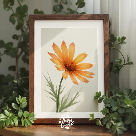 Orange Coreopsis Flower Print Botanical Wall Art