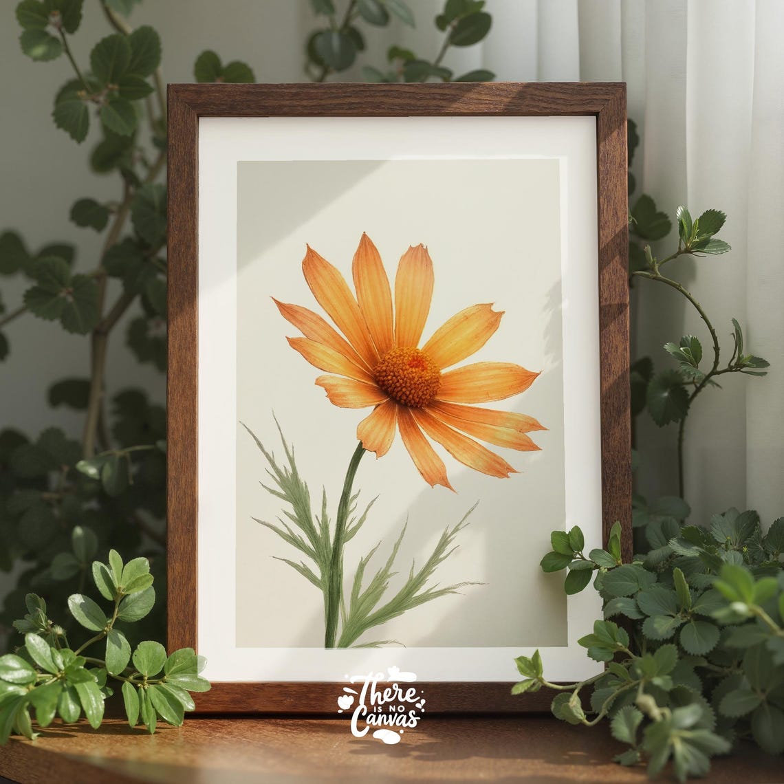 Orange Coreopsis Flower Print Botanical Wall Art