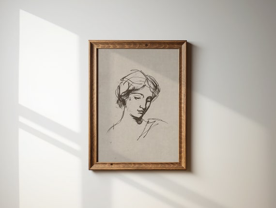 Neutral Wall Art Designer Vintage Portrait Of A Woman Cottage Core Decor Art Preppy Wall Art