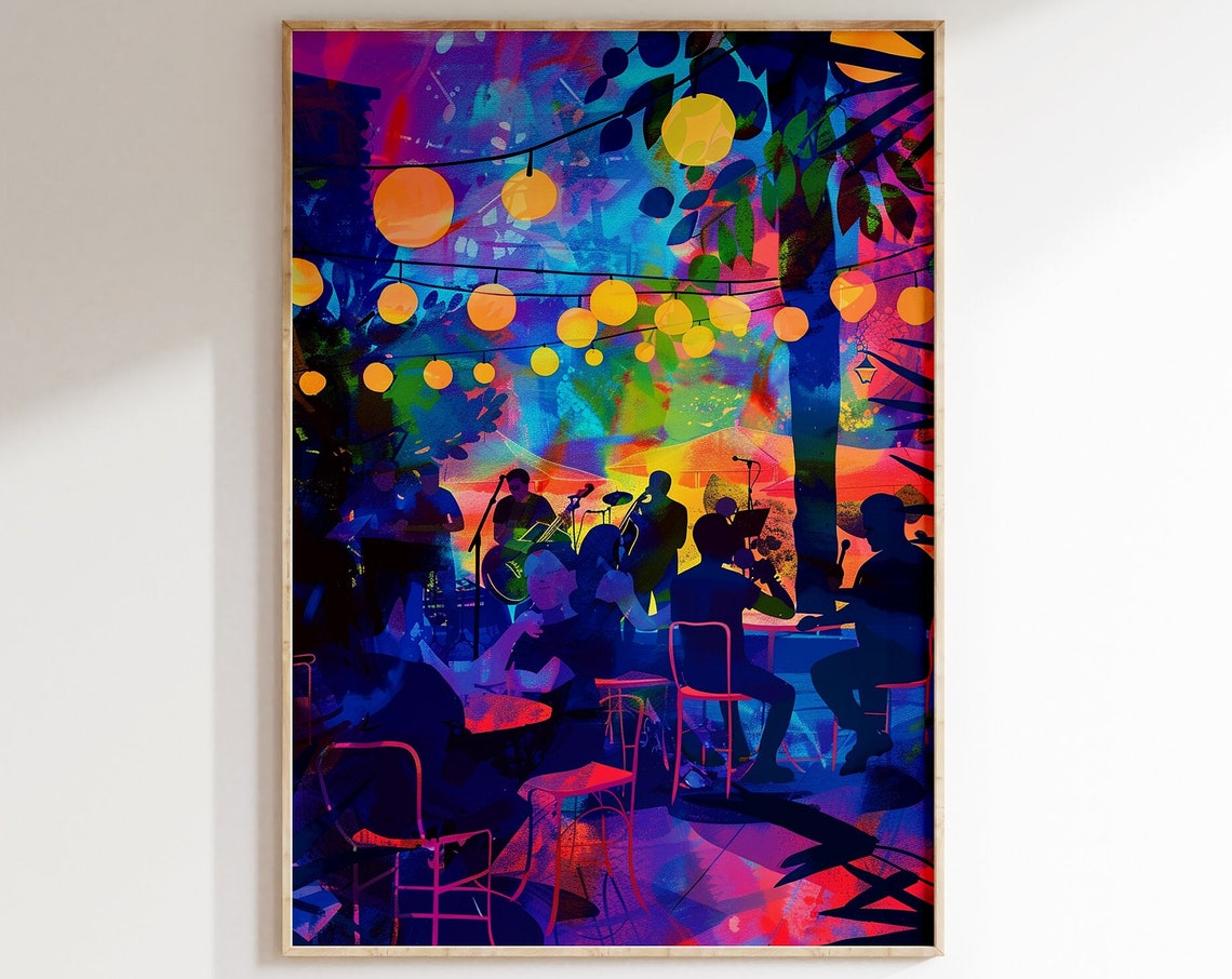 Colorful Night Cafe Terrace String Lights Celebration Poster - Image 5