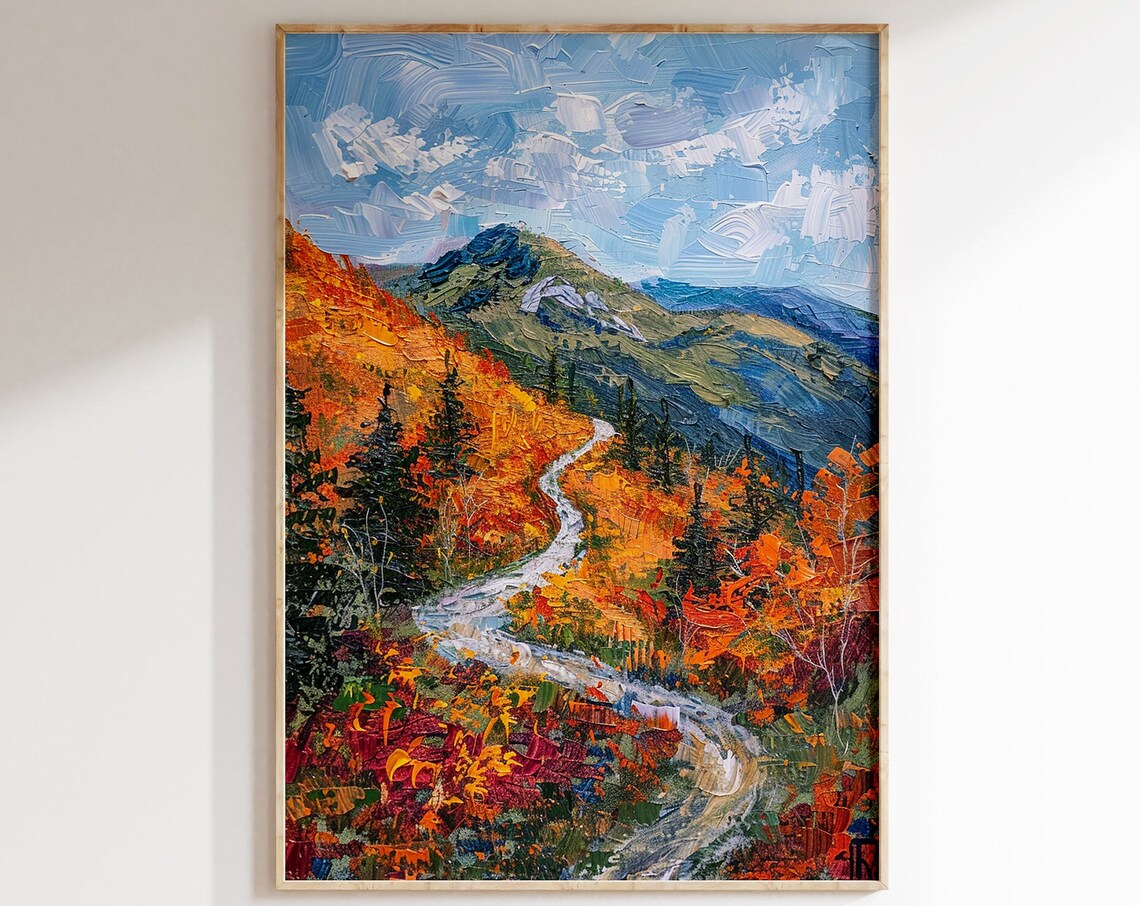 Scenic Winding Autumn Road Orange Mountain Forest Trail Poster - Image 5