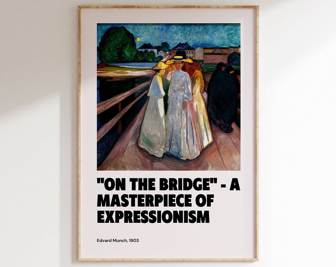 Edvard Munch On The Bridge 1903 Moonlit Figures Exhibition Poster