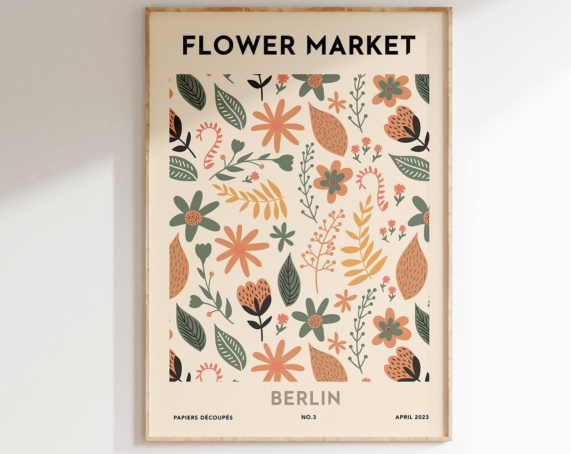 Flower Market Berlin Retro Orange Blossom Papiers Decoupes Poster