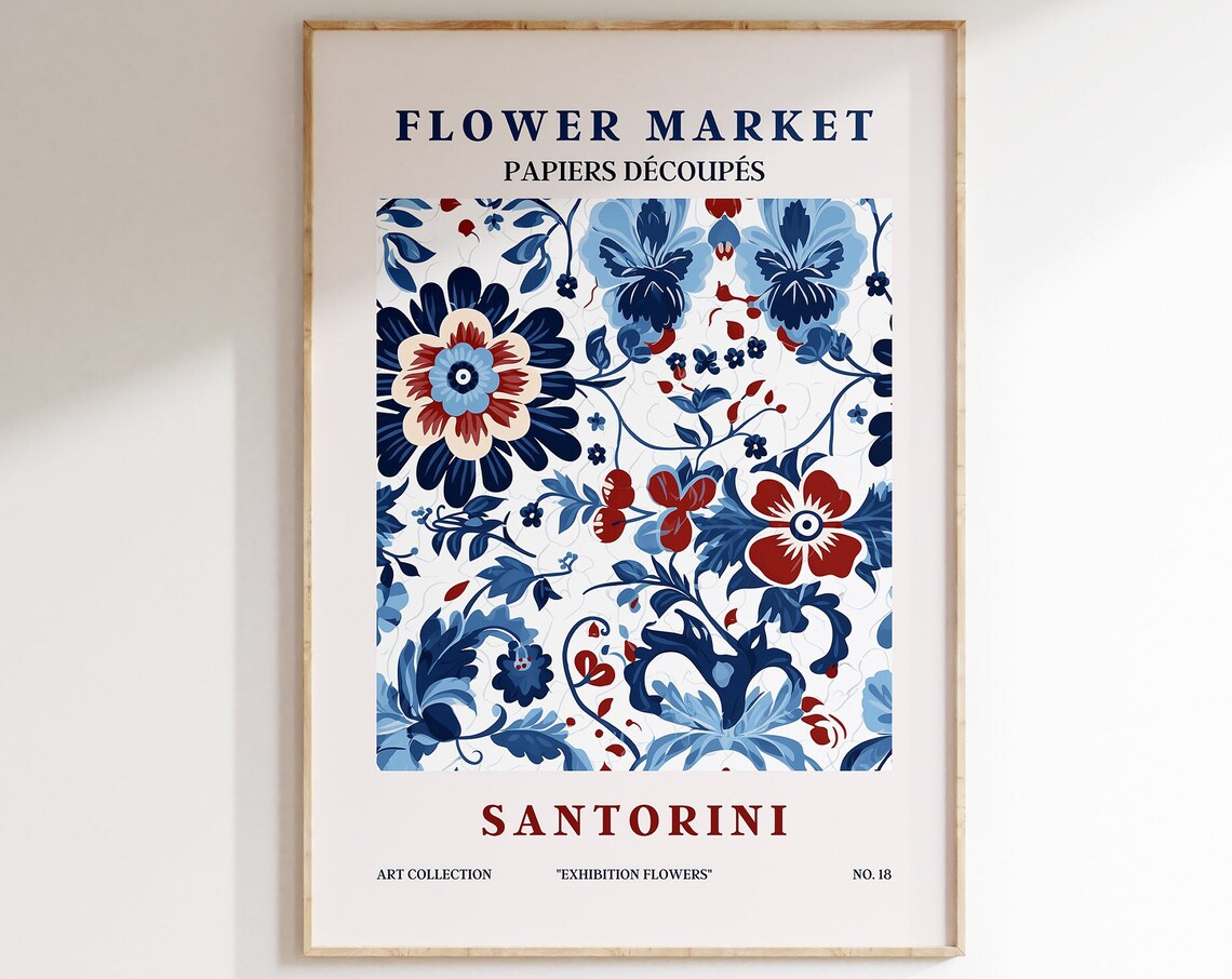 Flower Market Modern Floral Art Print, Scandinavian Style