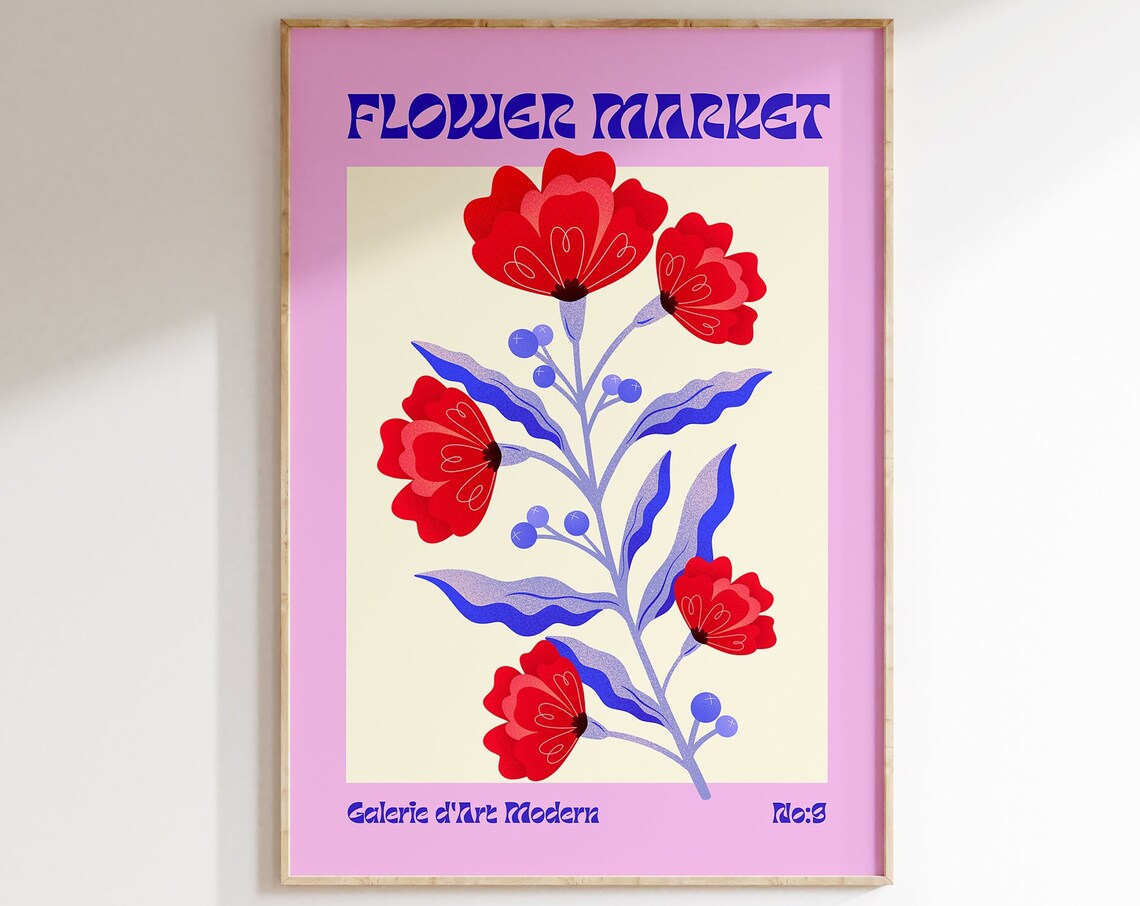 Flower Market Red Bloom Floral No 3 Galerie Modern Art Poster