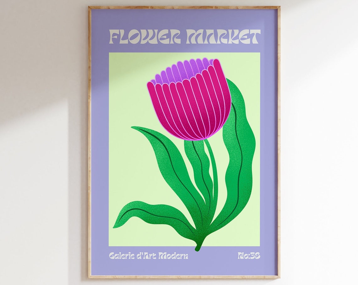 Flower Market No 38 Magenta Protea Bloom Lilac Floral Art Poster