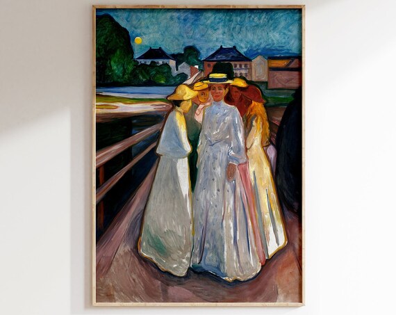 Edvard Munch On The Bridge 1903 Night Scene Expressionist Poster