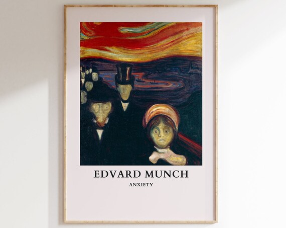 Edvard Munch Anxiety Poster Edvard Munch Print Exhibition Poster Vintage Mid Century Wall Art Decor Modern Scandinavian Abstract