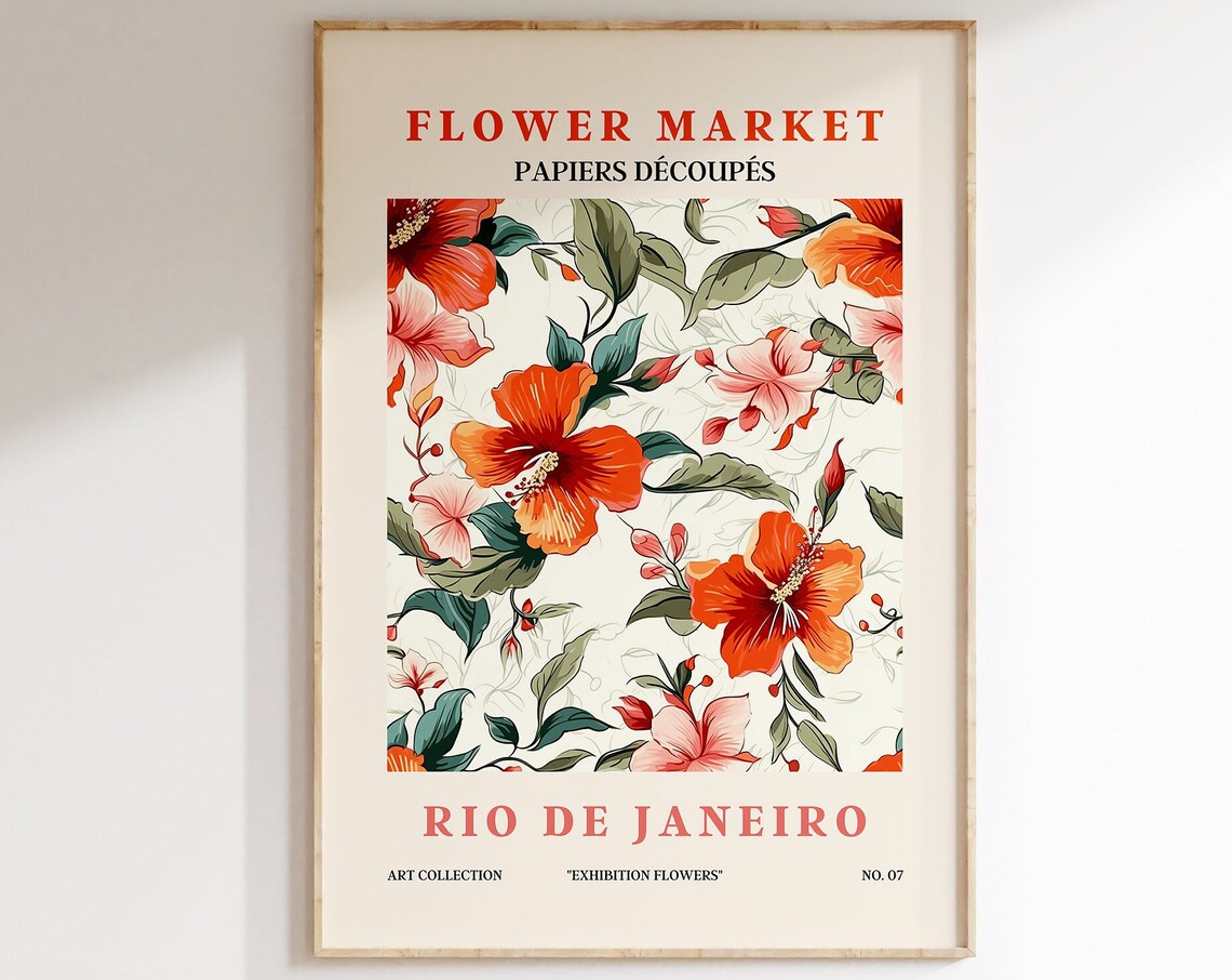Flower Market Rio De Janeiro Orange Hibiscus Tropical Floral Poster