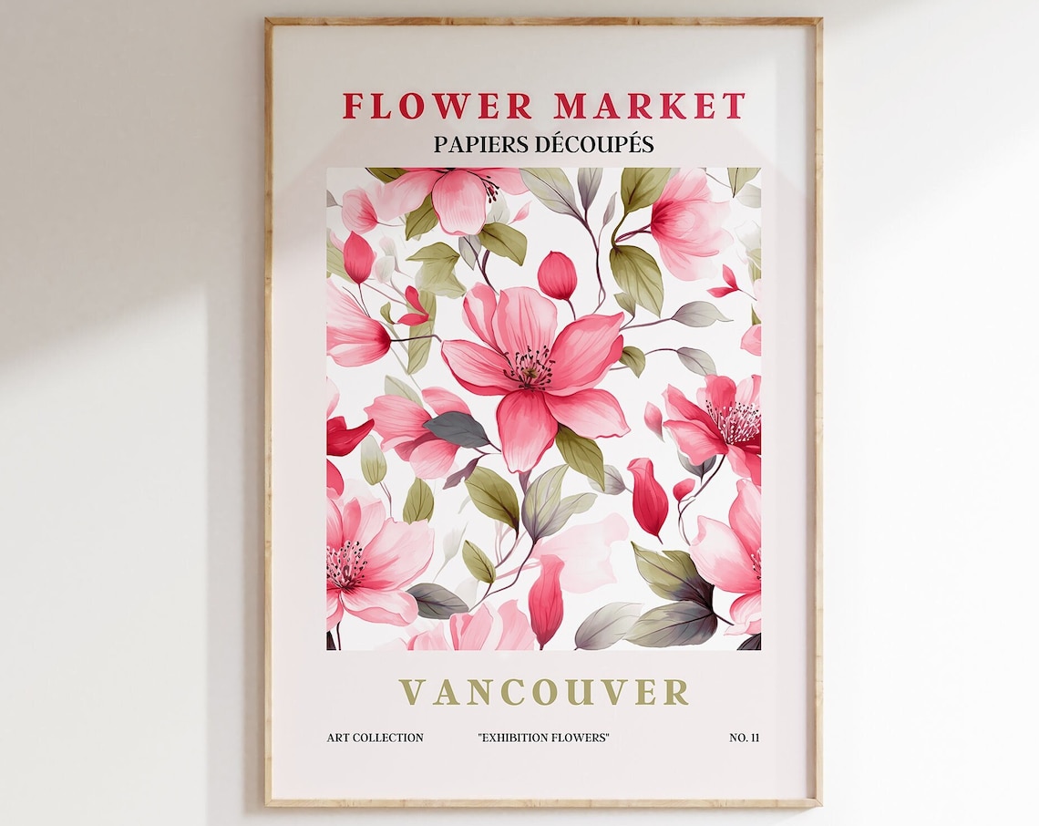 Flower Market Poster, Scandinavian Floral Typography Print