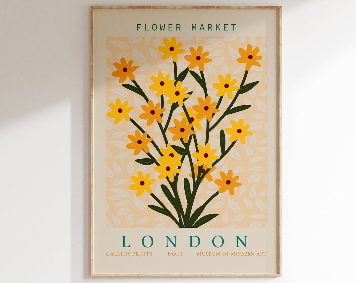 Flower Market London Yellow Daisy Botanical Market No 11 Poster