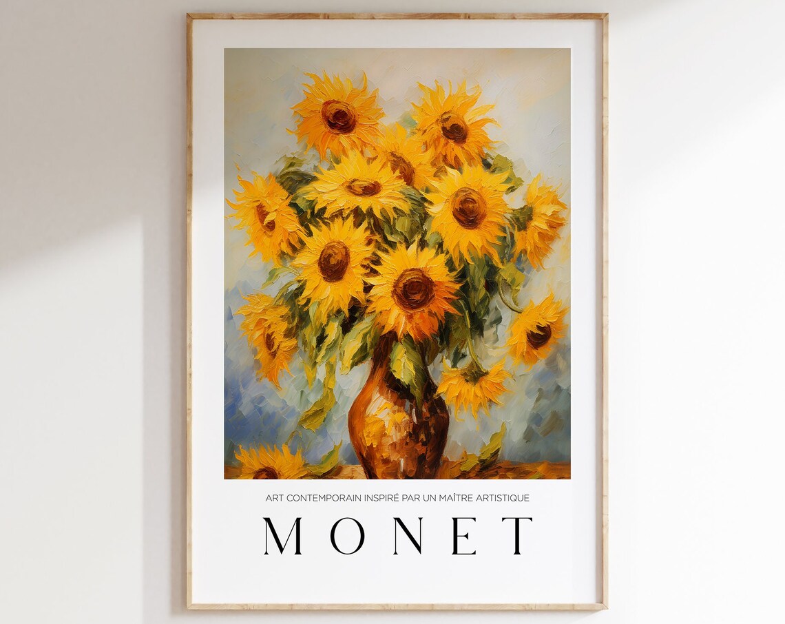 Claude Monet-Inspired Mid-Century Modern Art Print