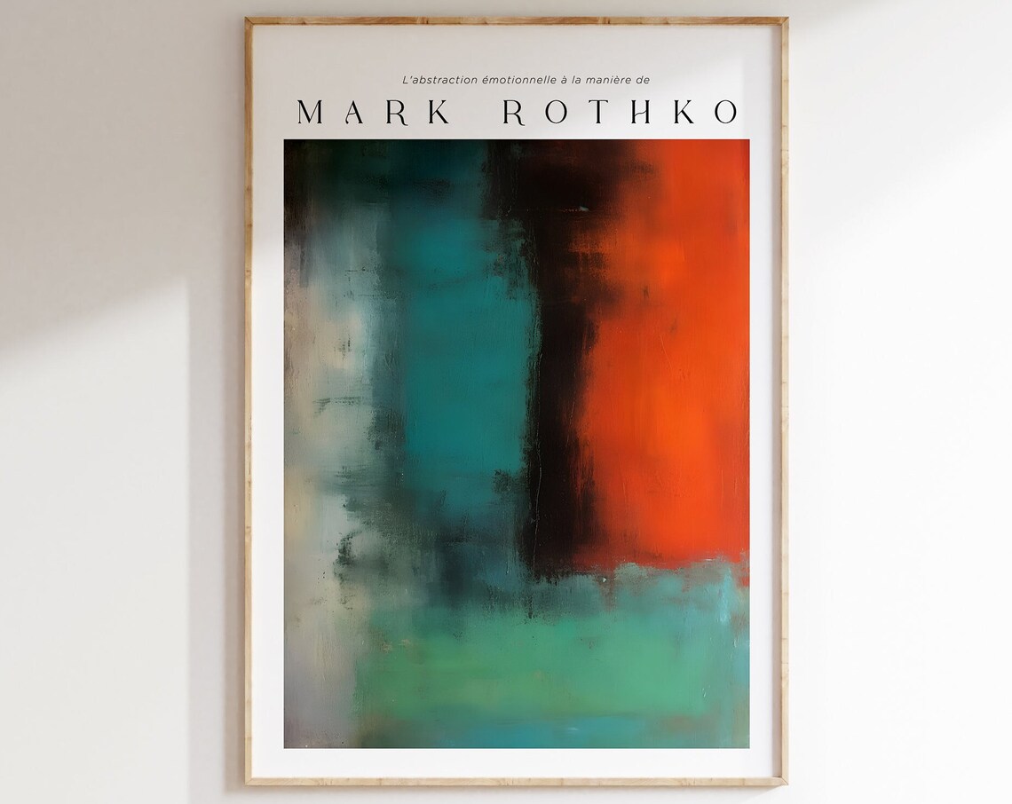 Mark Rothko Style Teal Orange Color Field Emotional Abstract Poster