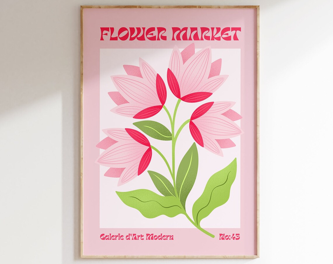 Flower Market No 43 Pink Red Layered Blooms Blush Floral Poster