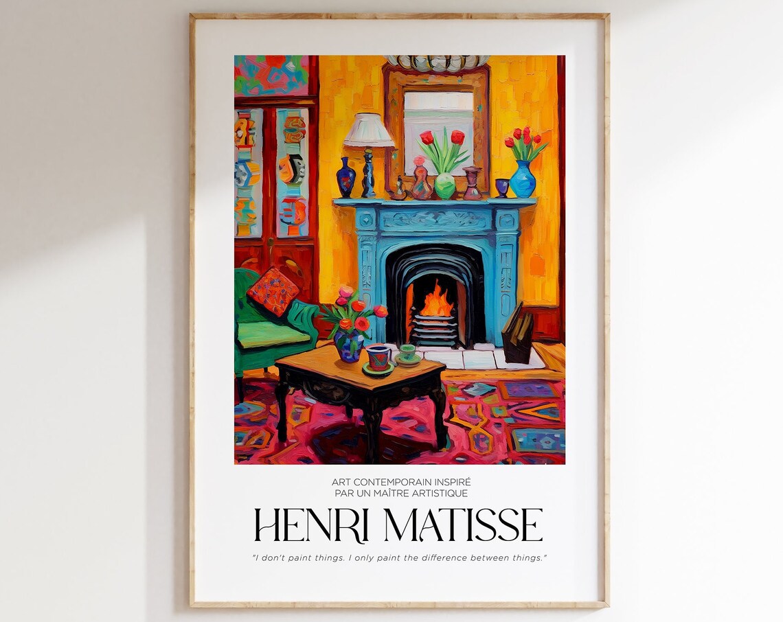 Matisse Inspired Colorful Living Room Interior Tulips Art Poster