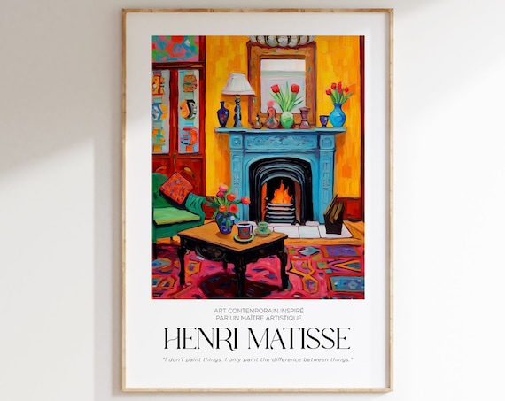 Matisse Inspired Colorful Living Room Interior Tulips Art Poster