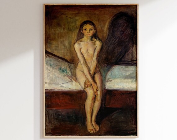 Edvard Munch Puberty Seated Figure Expressionist Artwork Poster