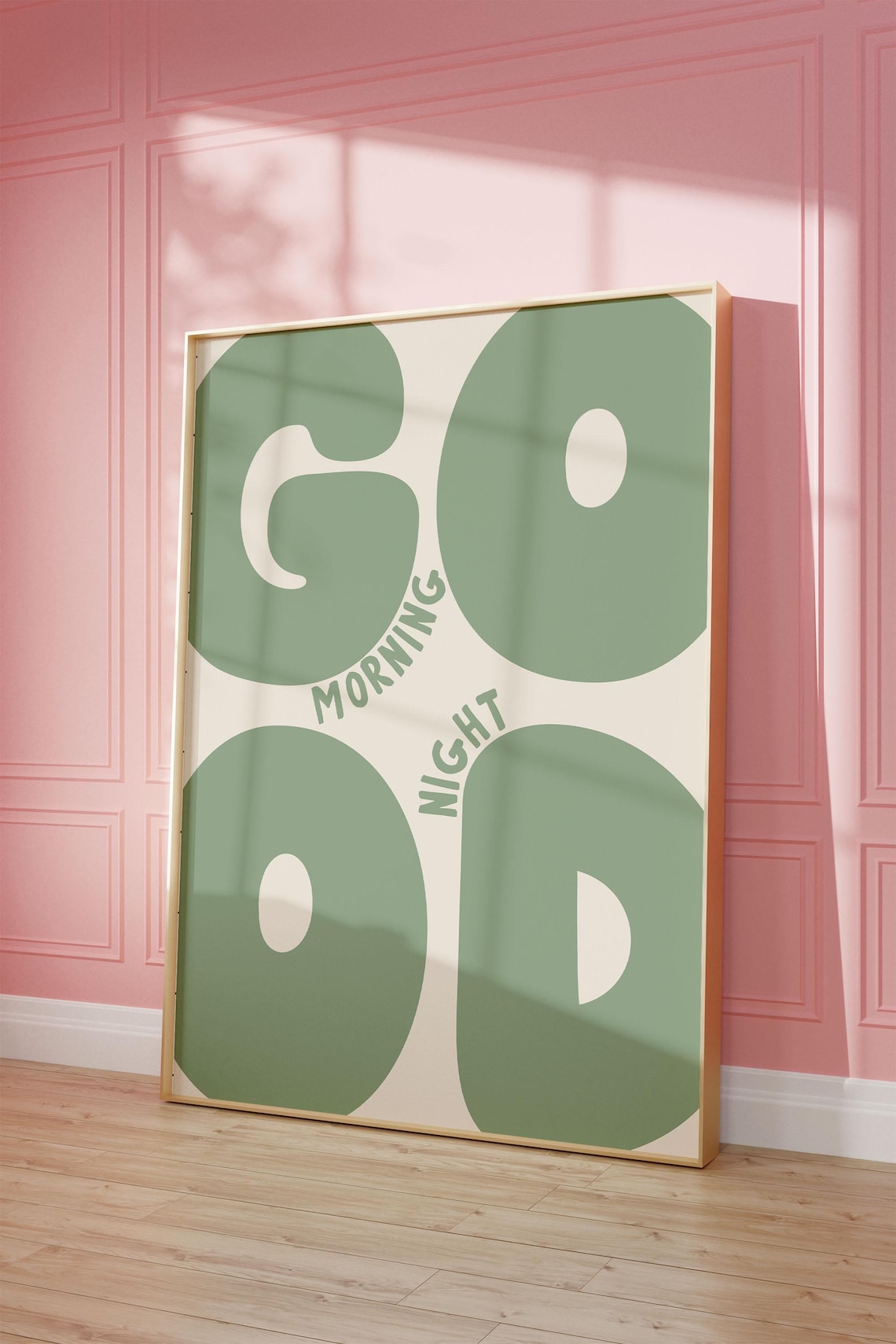 Good Morningnight Minimalist Sage Green Poster Print