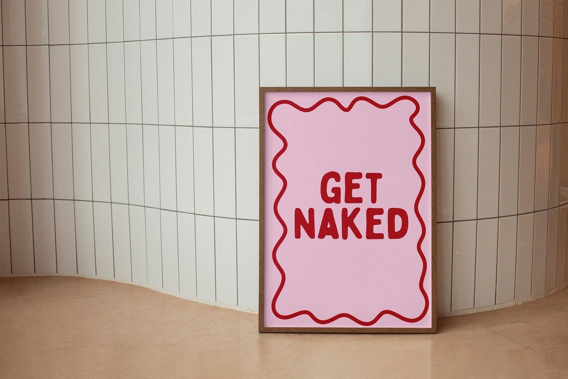 Get Naked Bathroom Poster, Pink And Red Aesthetic - Image 2