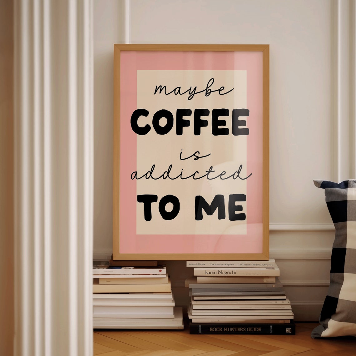 Maybe Coffee Is Addicted To Me Print Retro Boho Coffee Art Kitchen Print Kitchen Decor Kitchen Wall Art Kitchen Poster Caffeine Lover Art - Image 2