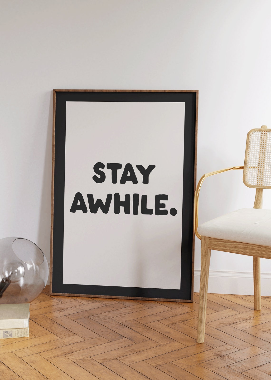 Stay Awhile Bold Neutral Typography Quote Poster for Entryway Walls - Image 2
