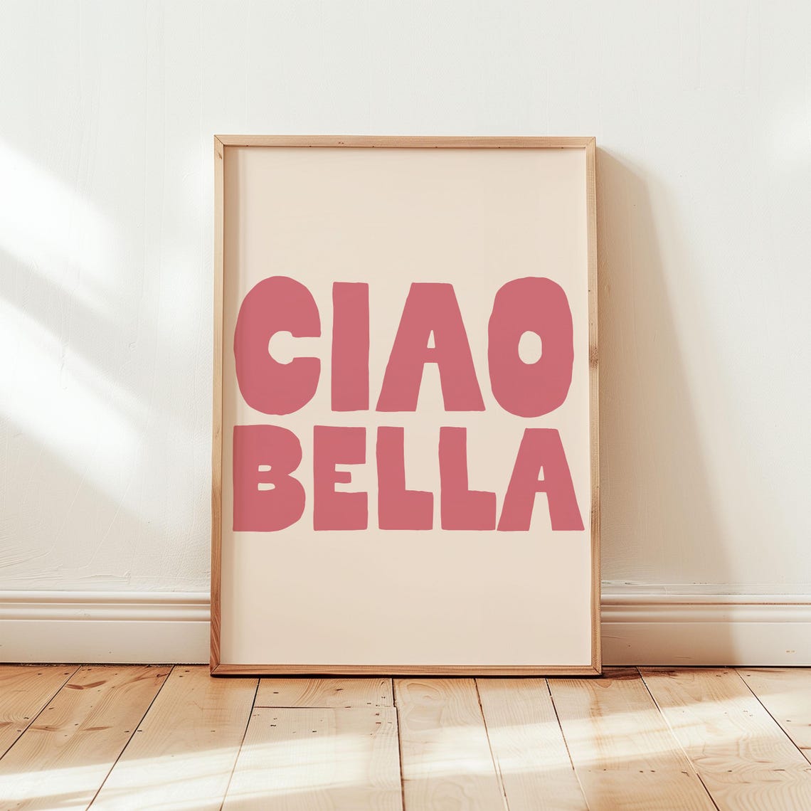 Ciao Bella Pink Retro Bold Typography Italian Greeting Poster