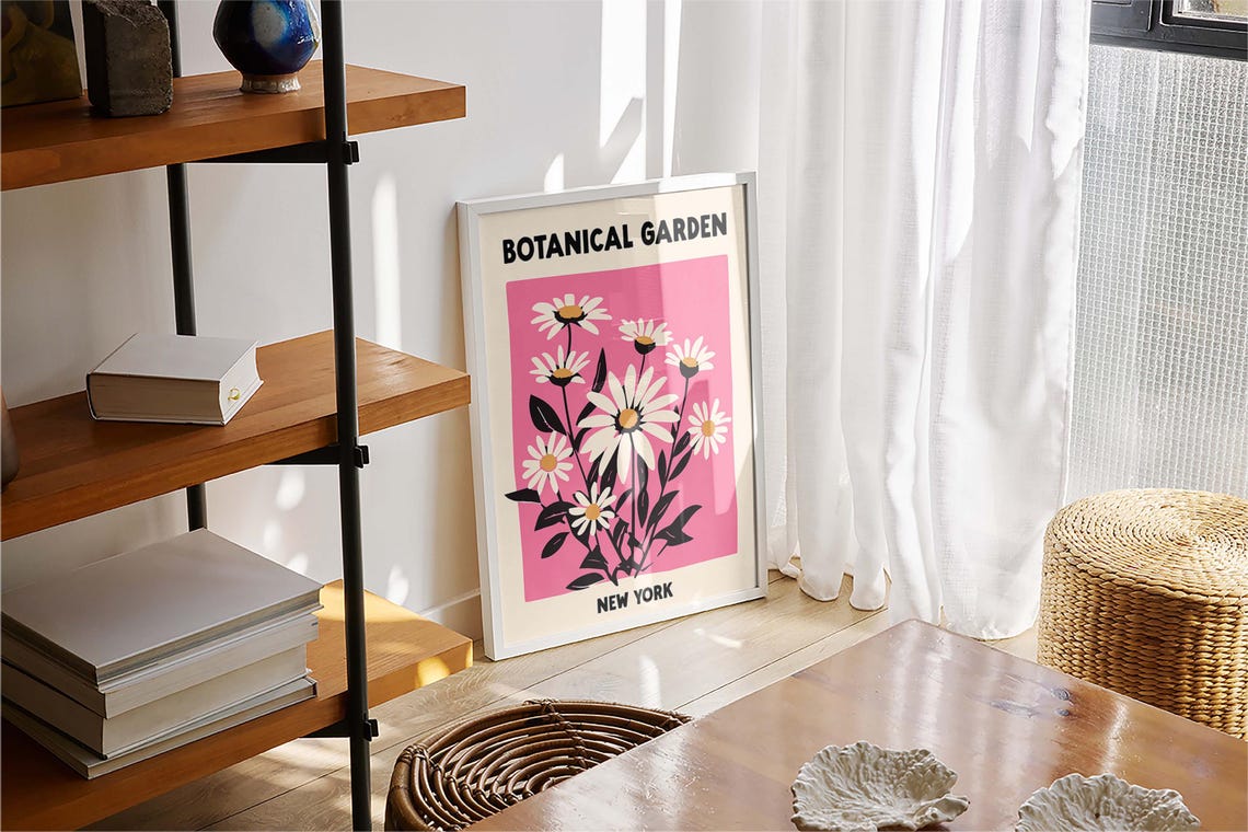 New York Botanical Garden White Daisy Flower Pink Background Poster - Image 4
