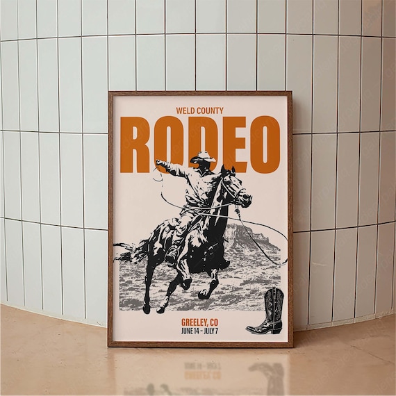 Colorado Rodeo Poster, Vintage Western Typography Print