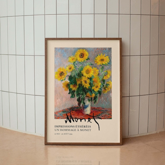 Vintage Monet French Exhibition Art Poster Minimal Typography Poster Modern Wall Art Trendy Decor Living Room Retro Poster