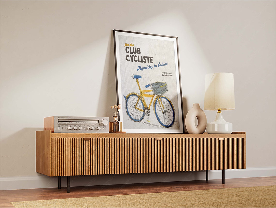 Retro Paris Cycling Club Poster French Poster Typography Print Bicycle Art Minimal Vintage Art Print Retro Poster Print Bike Wall Art - Image 2