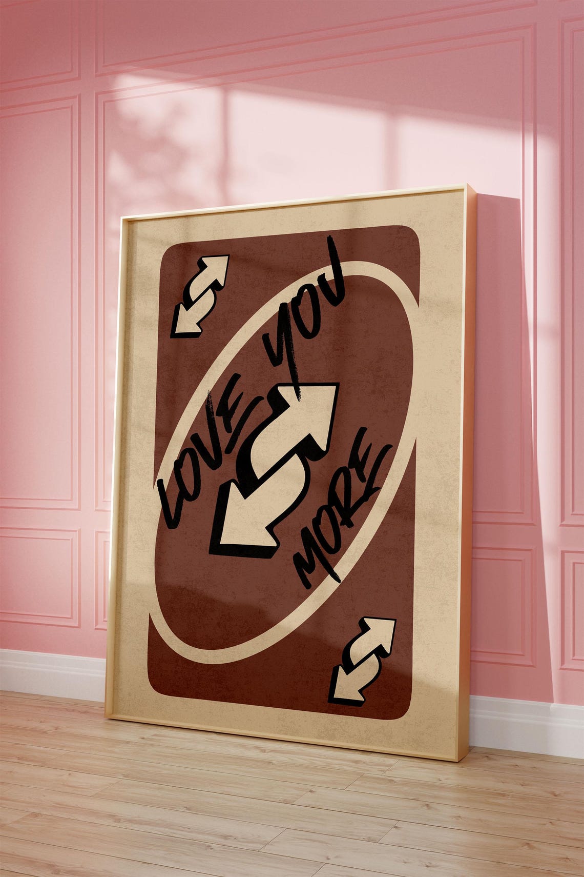 Love You More UNO Reverse Card Game Retro Trendy Wall Poster - Image 2