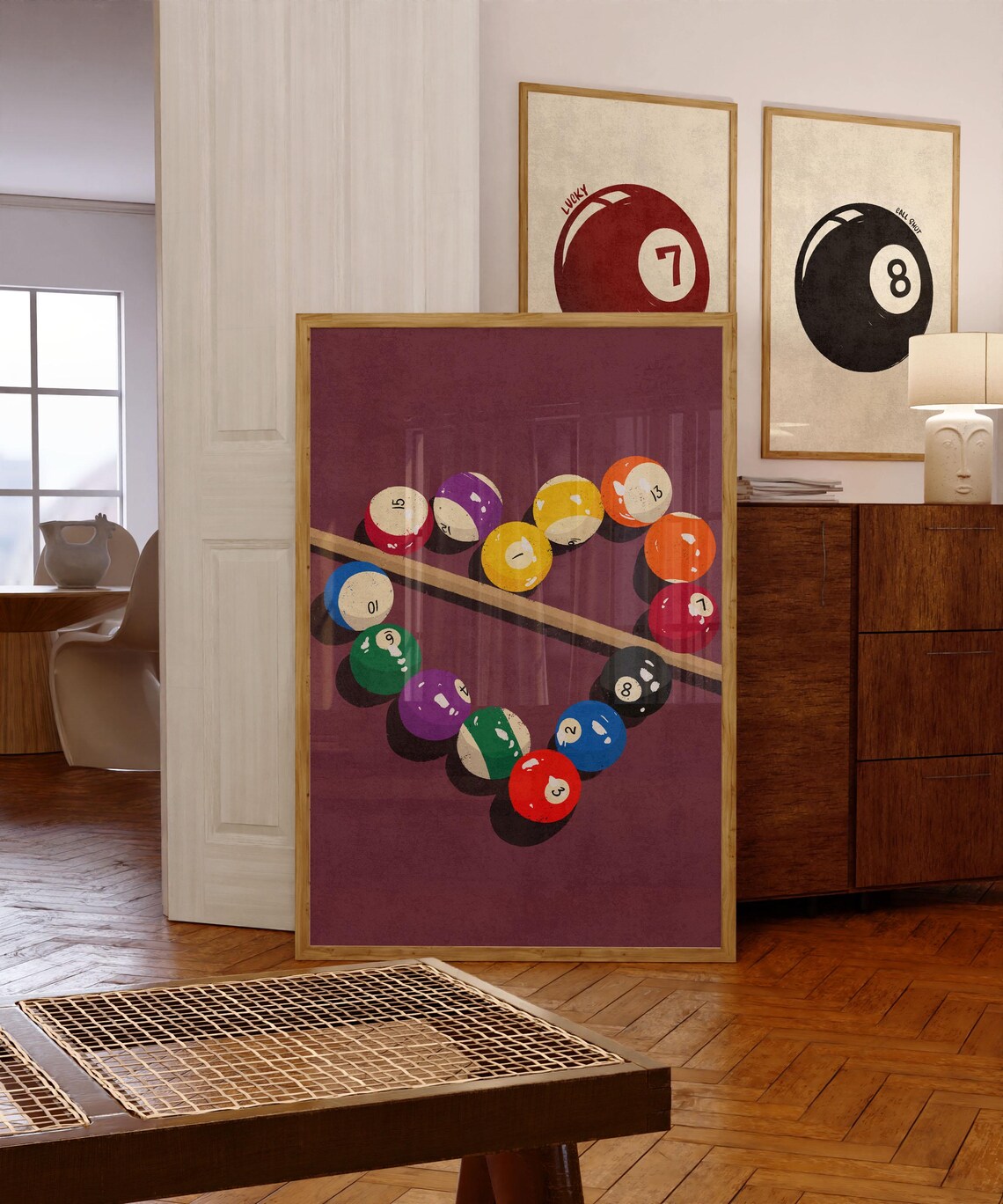 Retro Billiard Balls Vintage Pool Table Game Room Art Print - Image 4