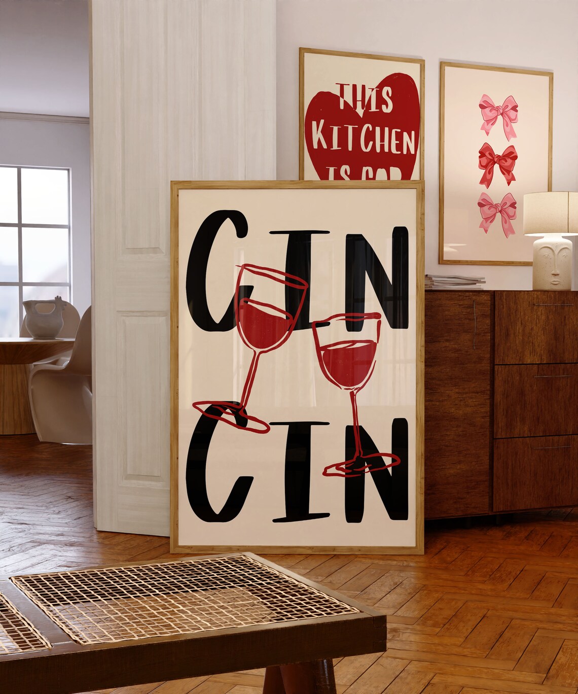 Cin Cin Wine Retro Poster, Bar Cart Wall Art - Image 3