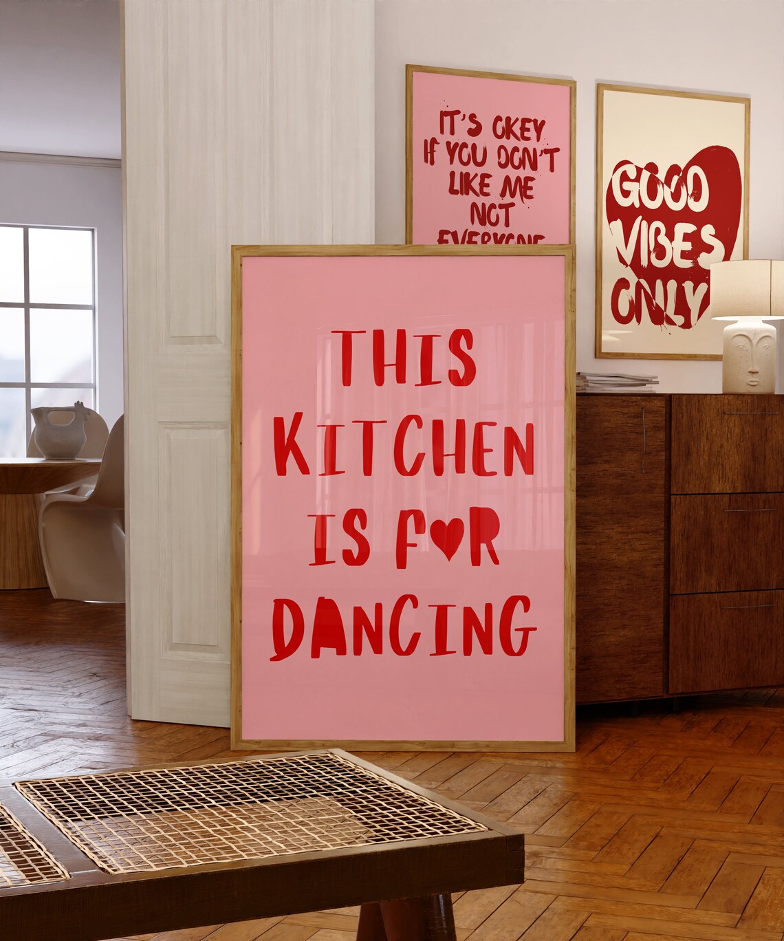 This Kitchen Is For Dancing Minimalist Heart Art Print - Image 3