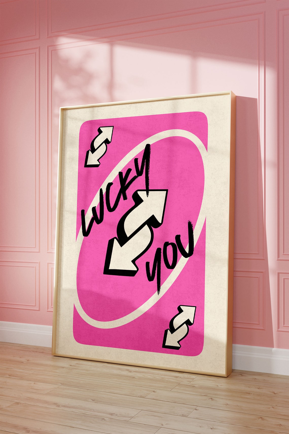 Fun Lucky You Pink Reverse Card Trendy Girly Dorm Room Poster - Image 2