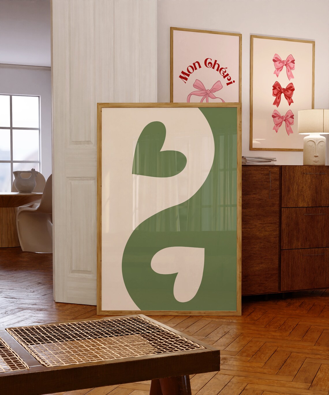 Green Heart Yin Yang Minimalist Trendy Abstract Decor Poster - Image 4