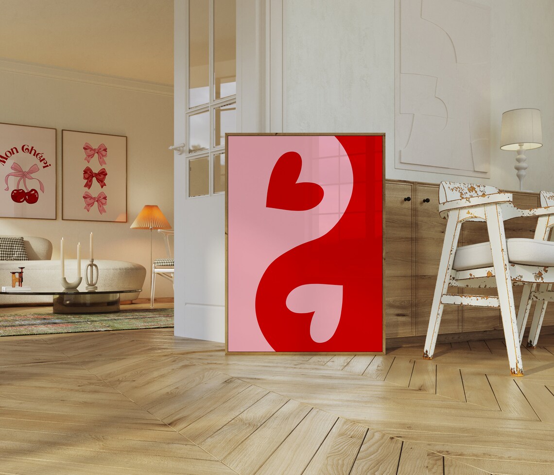 Heart Yin Yang Minimalist Poster, Modern Wall Art - Image 3