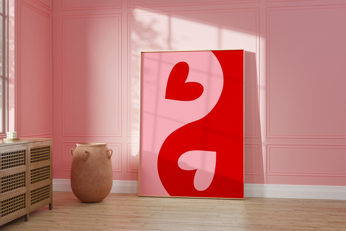 Heart Yin Yang Minimalist Poster, Modern Wall Art - Image 2